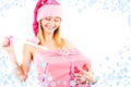 Miss Santa with gift Royalty Free Stock Photo