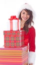 Miss Santa with gift box Royalty Free Stock Photo