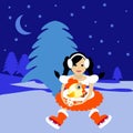 Miss Snow Maiden Santa Claus with symbol 2017 rooster chicken egg illustration Royalty Free Stock Photo