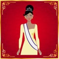 Miss Universe and red background,vector design