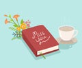 Miss you book flowers and coffee