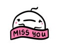 Miss you hand drawn vector illustration in cartoon comic style man sad Royalty Free Stock Photo