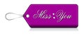 Miss You, Label love tag Royalty Free Stock Photo