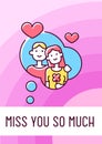 Miss you so much greeting card with color icon element