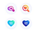 Miss you, Search love and Hold heart icons set. Love you sign. Dating service, Sweetheart. Love set. Vector