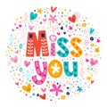 Miss you typography lettering Royalty Free Stock Photo