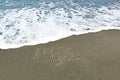 Miss you written in sand at beach Royalty Free Stock Photo