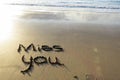 Miss you written in sand Royalty Free Stock Photo