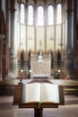 Missal opened and displayed in a church, Italy Royalty Free Stock Photo