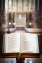 Missal opened and displayed in a church, Italy Royalty Free Stock Photo