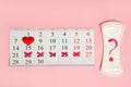 Missed period and marking on calendar. Unwanted pregnancy, woman's health and delay in menstruation. Period late Royalty Free Stock Photo