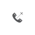 Missed phone call vector icon symbol isolated on white background Royalty Free Stock Photo