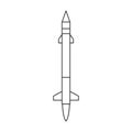 Missile ballistic vector outline icon. Vector illustration rocket military on white background. Isolated outline Royalty Free Stock Photo
