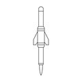 Missile ballistic vector outline icon. Vector illustration rocket military on white background. Isolated outline Royalty Free Stock Photo