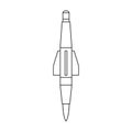 Missile ballistic vector outline icon. Vector illustration rocket military on white background. Isolated outline Royalty Free Stock Photo