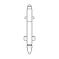 Missile ballistic vector outline icon. Vector illustration rocket military on white background. Isolated outline Royalty Free Stock Photo