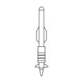 Missile ballistic vector outline icon. Vector illustration rocket military on white background. Isolated outline Royalty Free Stock Photo