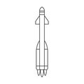 Missile ballistic vector outline icon. Vector illustration rocket military on white background. Isolated outline Royalty Free Stock Photo