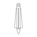 Missile ballistic vector outline icon. Vector illustration rocket military on white background. Isolated outline Royalty Free Stock Photo