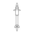 Missile ballistic vector outline icon. Vector illustration rocket military on white background. Isolated outline Royalty Free Stock Photo