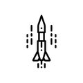 Black line icon for Missile, projectile and launch