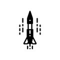 Black solid icon for Missile, projectile and launch