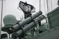 Missile launcher and radar system on a NATO warship. Royalty Free Stock Photo