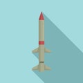 Missile projectile icon, flat style