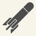 Missile solid icon. Rocket vector illustration isolated on white. Launch glyph style design, designed for web and app