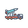 Color illustration icon for Missile Truck, missile and attack Royalty Free Stock Photo