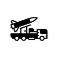 Black solid icon for Missile Truck, missile and attack Royalty Free Stock Photo
