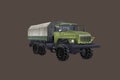 Missile vehicle in realistic style. 3d image of military car. Camouflage tank. Vector illustration