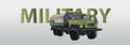 Missile vehicle in realistic style. 3d image of military car. Camouflage tank. Vector illustration