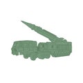 Rocket artillery in camouflage color vector illustration isolated on white background