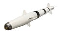 A missile with a warhead on a white background isolated on white background. Weapons of mass destruction, chemical, nuclear.