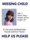 Missing Child Poster, Amber Alert Royalty Free Stock Photo