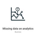 Missing data on analytics line graphic vector icon on white background. Flat vector missing data on analytics line graphic icon