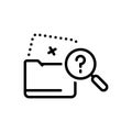 Black line icon for Missing Data, result and found Royalty Free Stock Photo