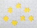 Missing few pieces in a jigsaw puzzle Royalty Free Stock Photo