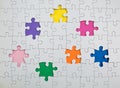 Missing few pieces in a jigsaw puzzle Royalty Free Stock Photo