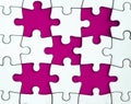 Missing jigsaw puzzle on maroon background with customizable space for text or ideas. Copy space Royalty Free Stock Photo
