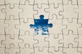 Missing jigsaw puzzle piece and sea wave inside. Abstract concept Royalty Free Stock Photo