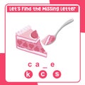 Complete the missing letter worksheet. Cake valentineâs edition