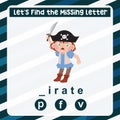 Missing letter worksheet. Complete the letters activity.