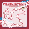 Missing numbers worksheet. Count and write activity.