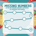 Math worksheet for kids ready to print file. Counting exercise for children with pirate theme. Write the missing number correctly.