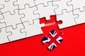 Missing puzzle piece with Great Britain flag exits the European Union. Brexit Royalty Free Stock Photo