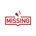 Missing red label on white background. Royalty Free Stock Photo