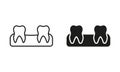 Missing Teeth Silhouette and Line Icon Set. Human Lose Tooth Pictogram. Oral Disease, Lost Baby Tooth. Space Between