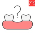 Missing tooth color line icon, dental and stomatolgy, loose tooth sign vector graphics, editable stroke filled outline